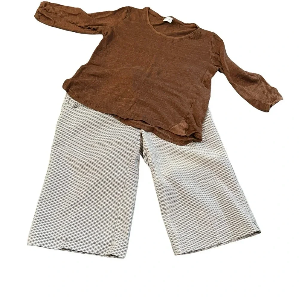 Fresh wear striped Bermuda shorts white and brown sz 3